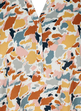Bluse mit kurzen Ärmeln und V-Ausschnitt, Multicolor AOP, Packshot image number 2