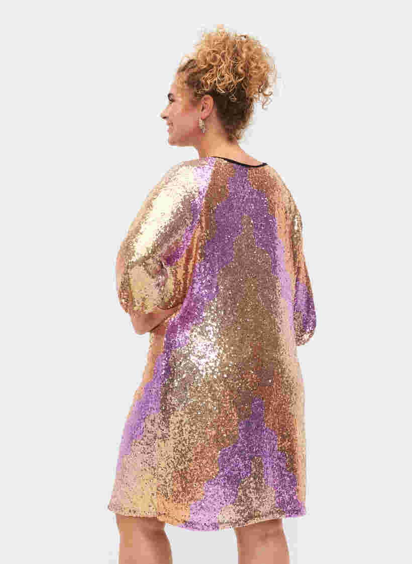 Paillettenkleid mit 3/4 Ärmeln, Gold Mulit Sequins, Model image number 1