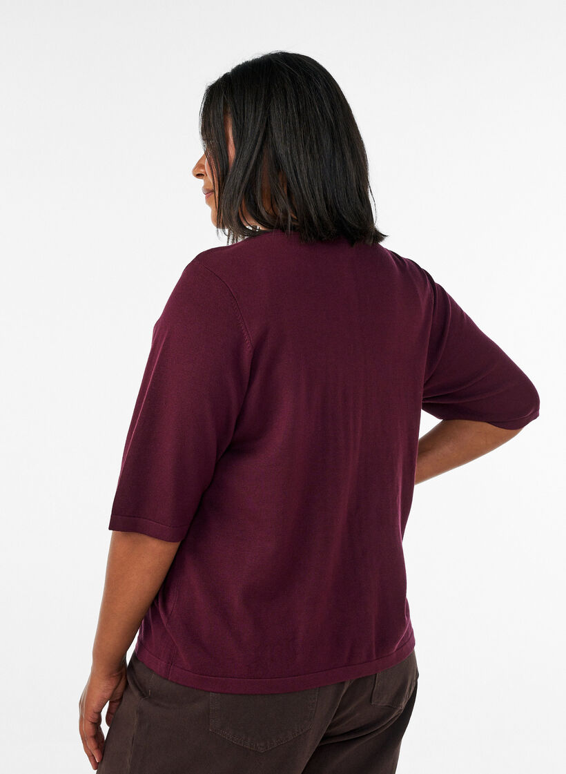 Strickjacke mit Herzkn&ouml;pfen und kurzen &Auml;rmeln, Rot, Model image number 2
