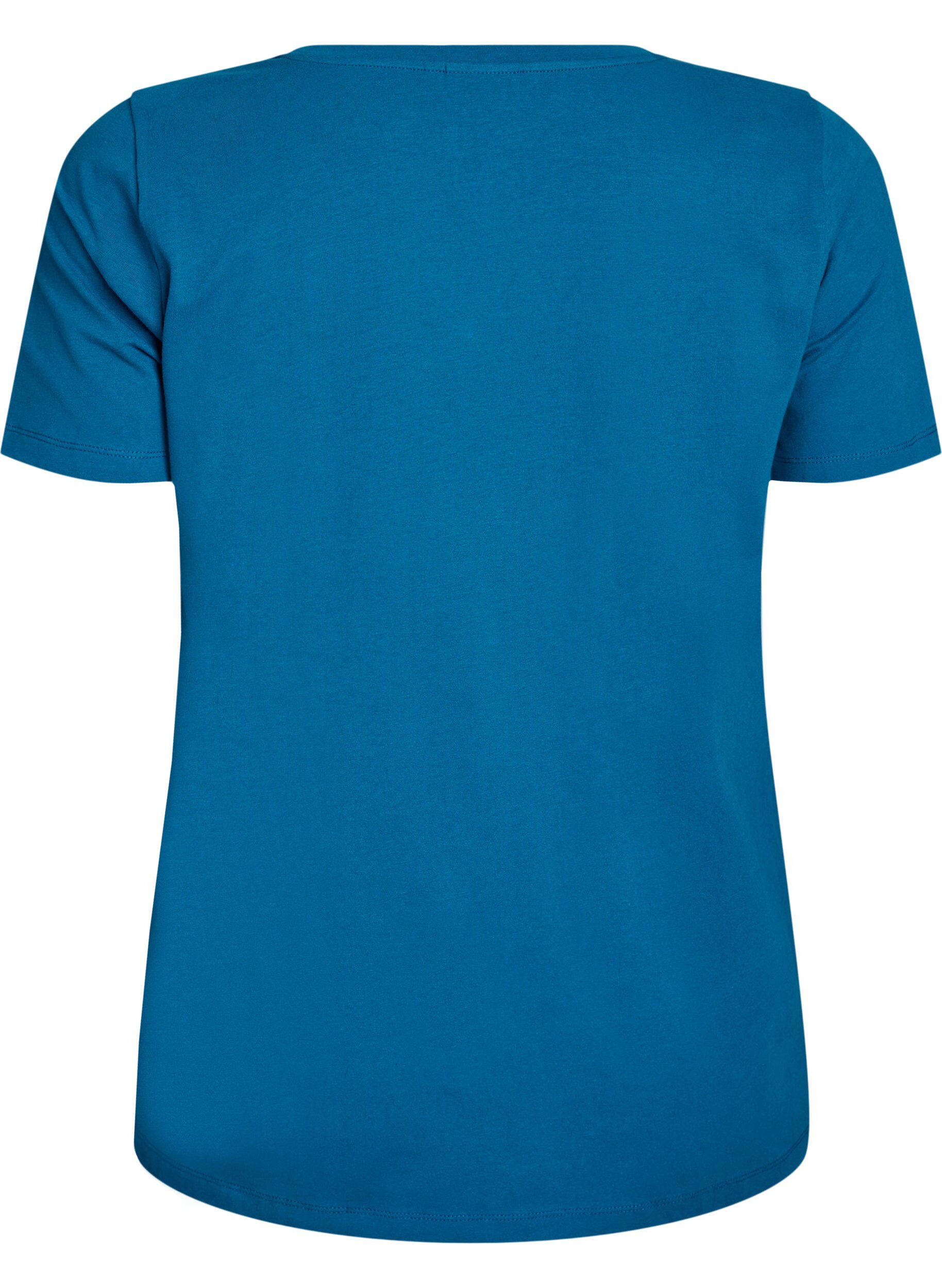 Zizzi Einfarbiges basic T-Shirt aus Baumwolle, Petrol, Packshot image number 1