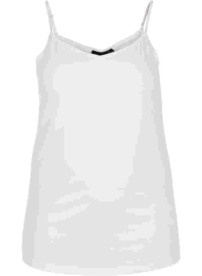 Basic-Spaghettiträger-Top aus Baumwolle, Bright White, Packshot image number 0