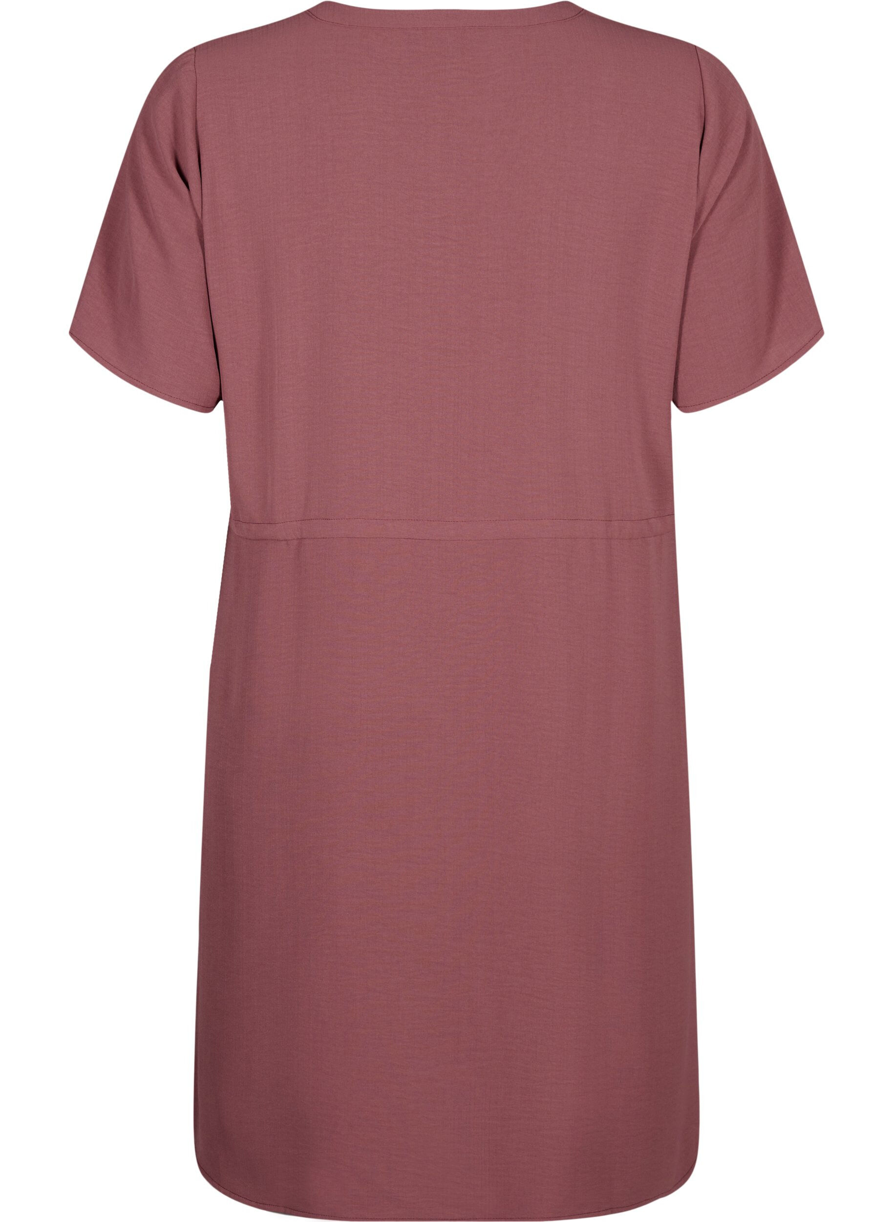Zizzi Kurz&auml;rmliges Kleid mit Bindeband an der Taille, Rose Brown, Packshot image number 1