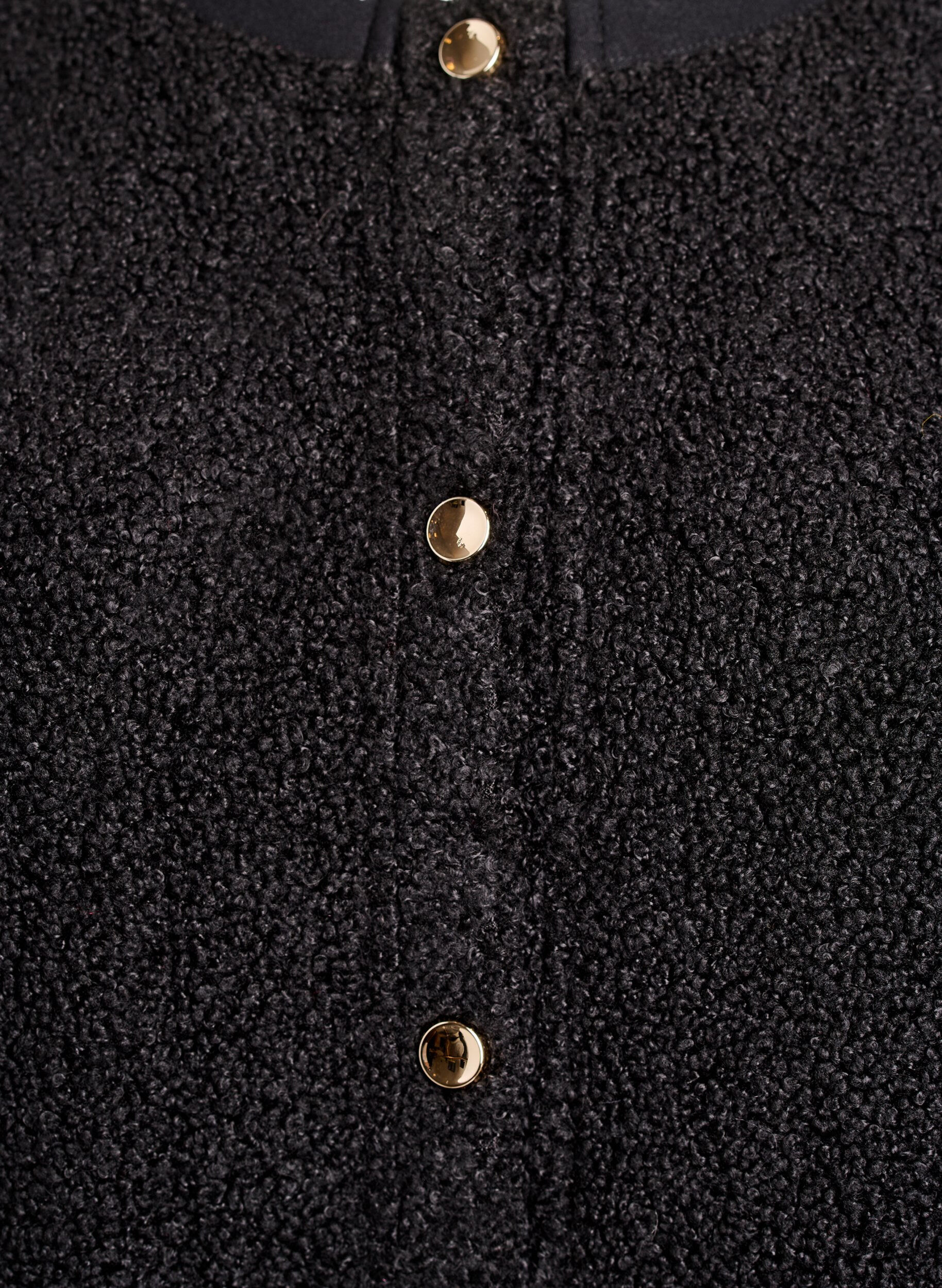 Zizzi Teddy-Strickjacke mit goldfarbenen Kn&ouml;pfen, Schwarz, Packshot image number 2