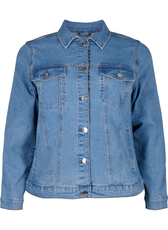 FLASH - Denim-Jacke aus elastischer Baumwollmischung, Blau, Packshot image number 0