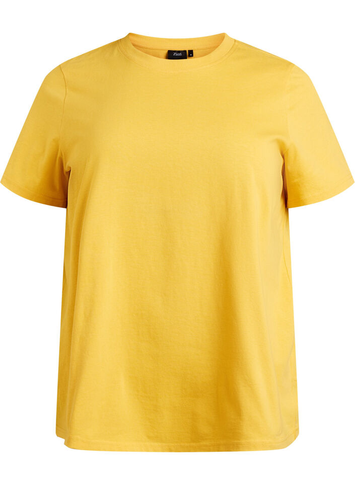 Basic-T-Shirt aus Baumwolle mit Rundhalsausschnitt, Gelb, Packshot image number 0
