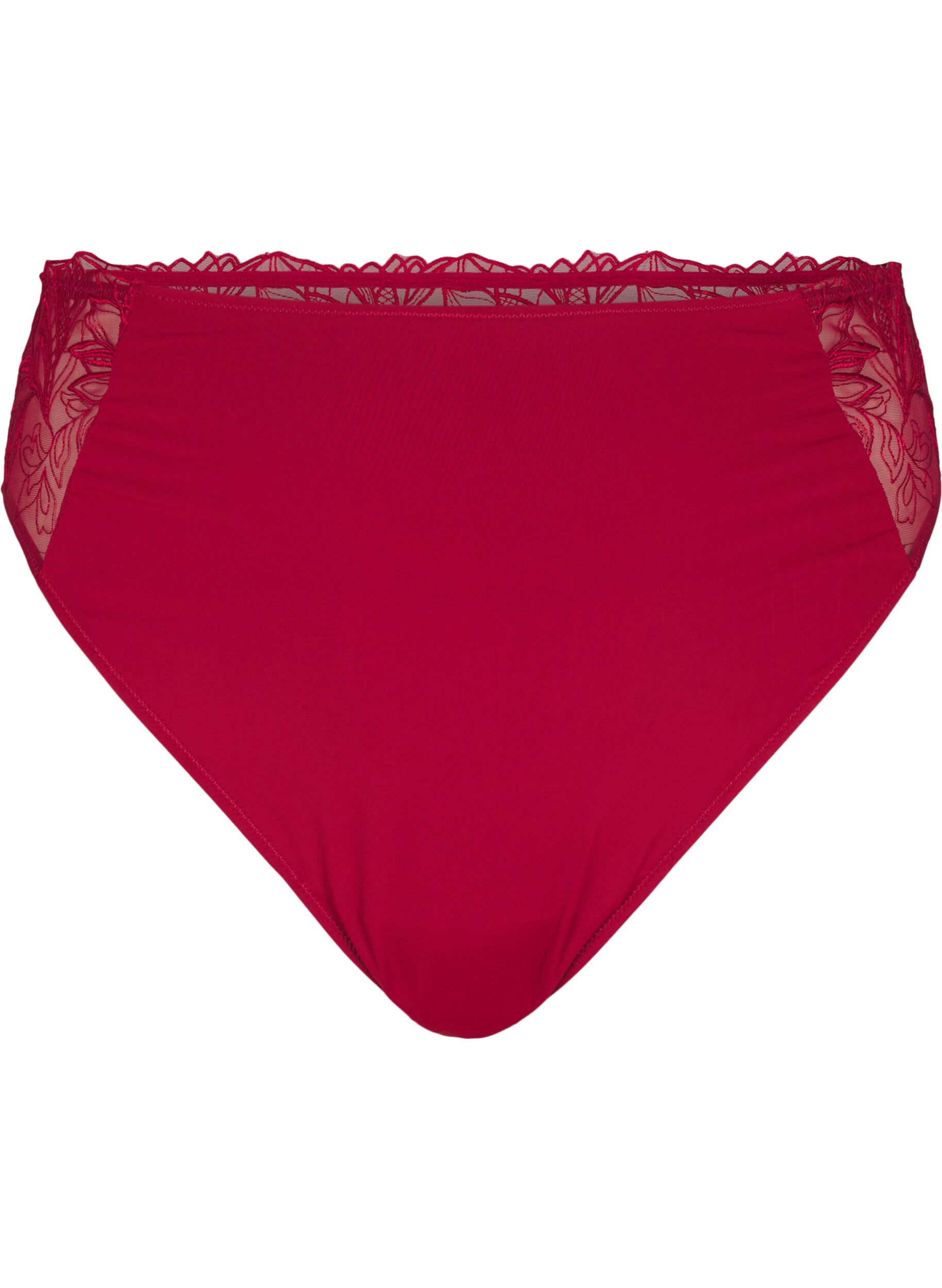 ZizziStringtanga aus Mikrofaser mit Spitzensaum, Rot, Packshot image number 0