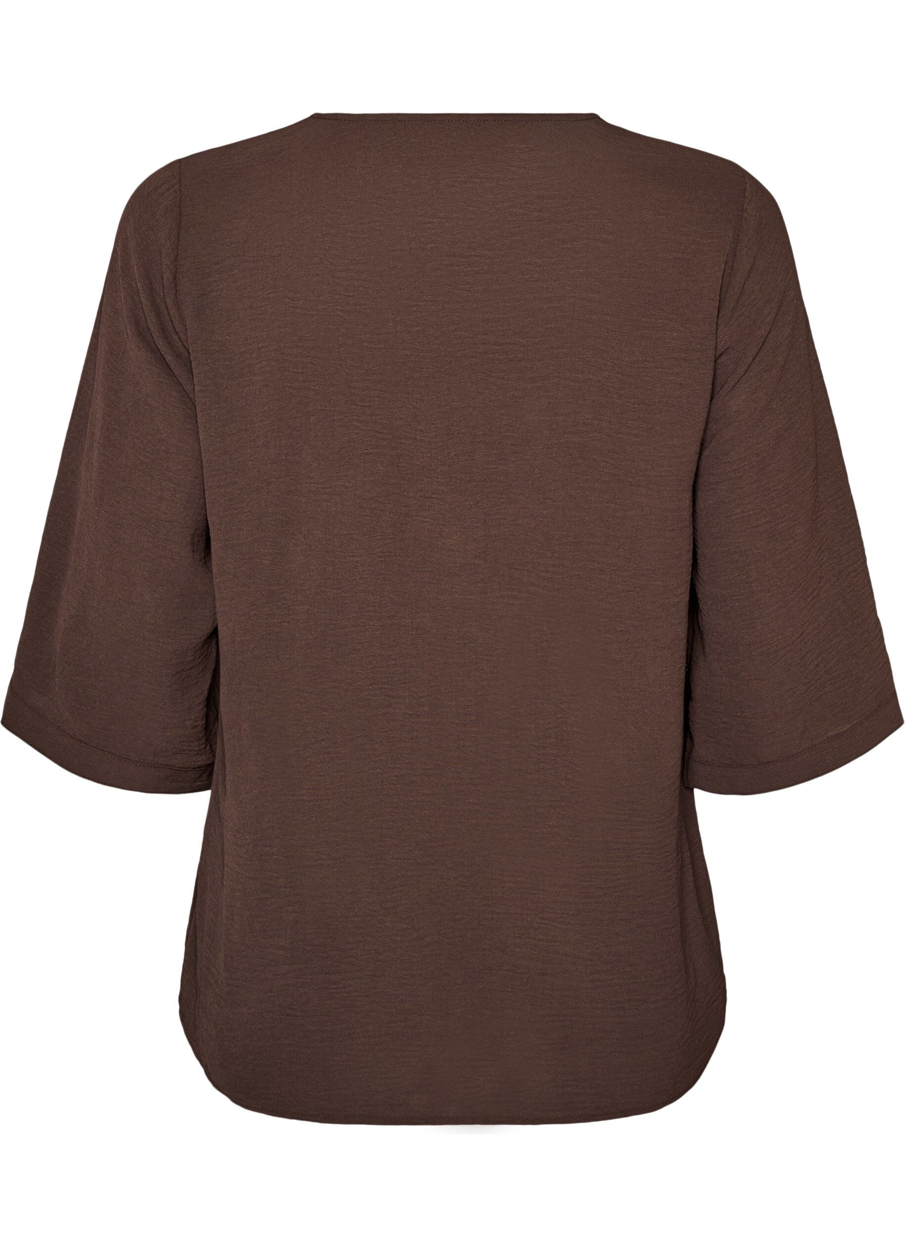 ZizziBluse mit V-Ausschnitt und 3/4-&Auml;rmeln, Braun, Packshot image number 1