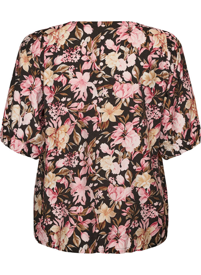 Bluse aus Viskose mit V-Ausschnitt, Rot, Packshot image number 1