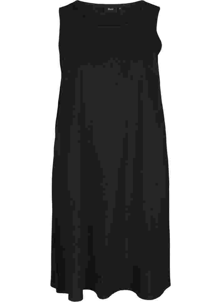 Ärmelloses Baumwollkleid mit A-Linie, Black, Packshot image number 0