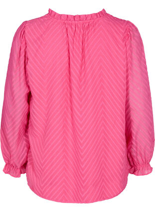 Bluse mit langen Ärmeln und Rüschendetails, Shocking Pink, Packshot image number 1