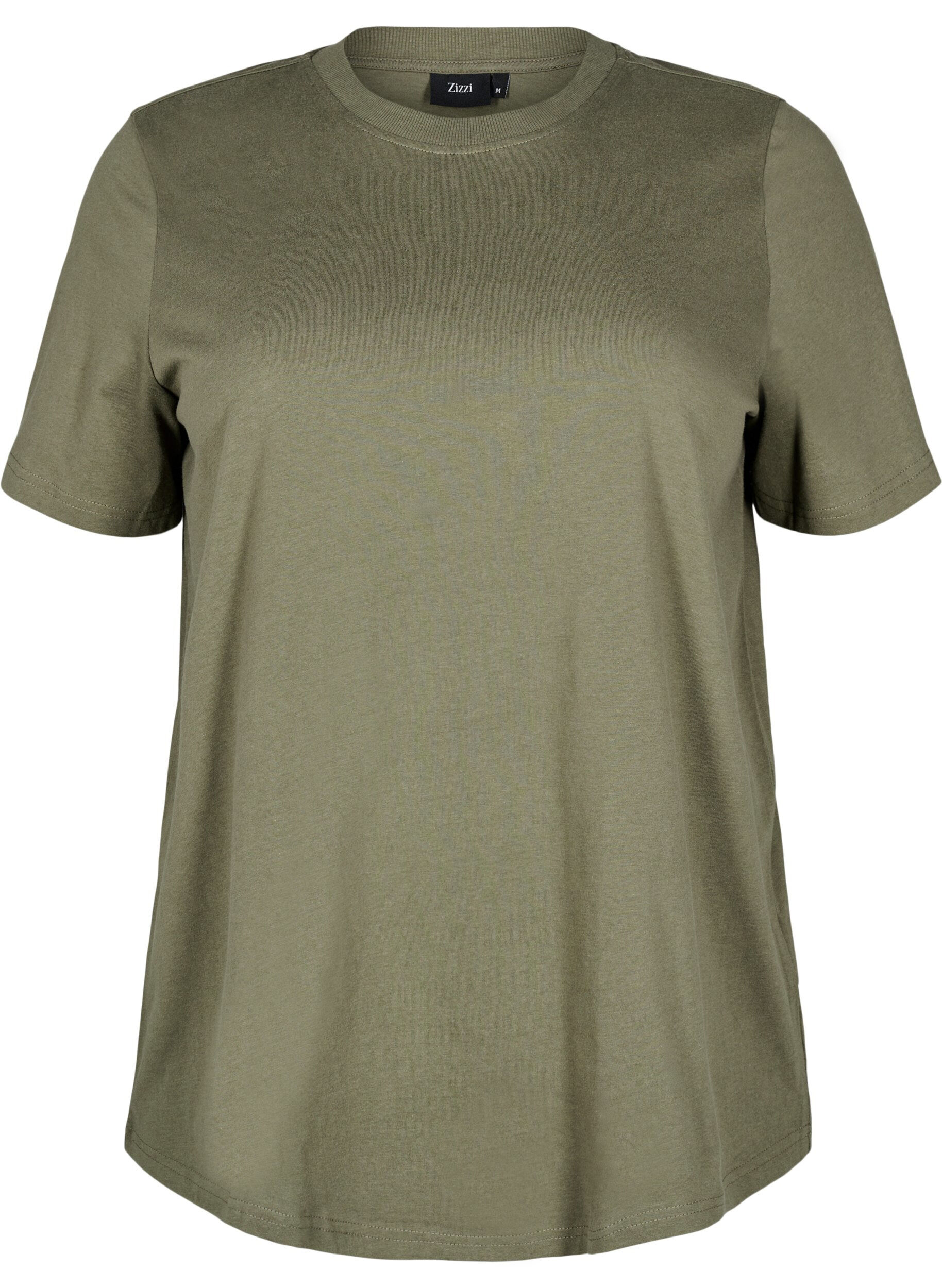 Zizzi Basic-T-Shirt aus Baumwolle mit Rundhalsausschnitt, Gr&uuml;n, Packshot image number 0