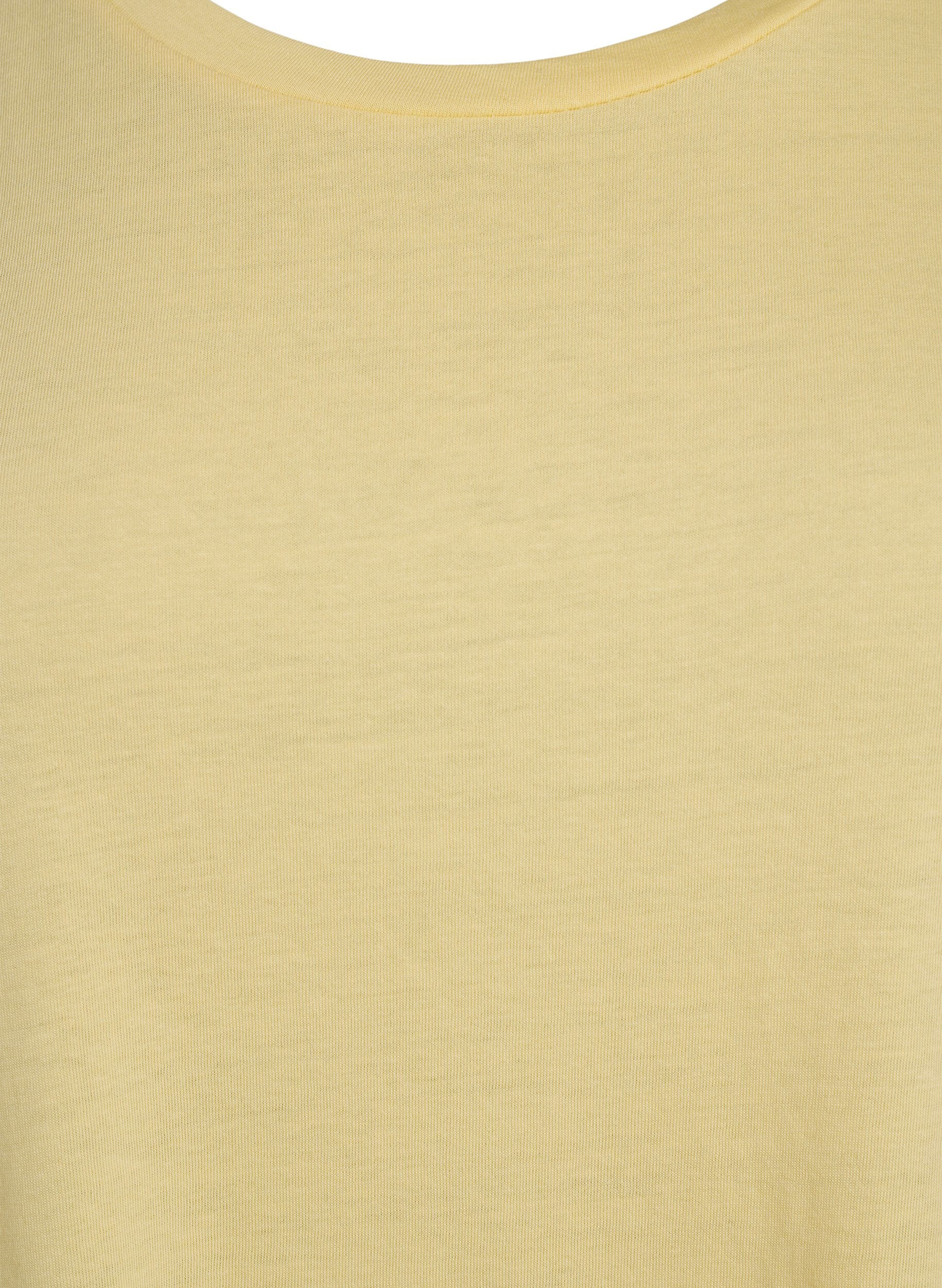 Zizzi Kurz&auml;rmeliges T-Shirt aus einer Baumwollmischung, Gelb, Packshot image number 2