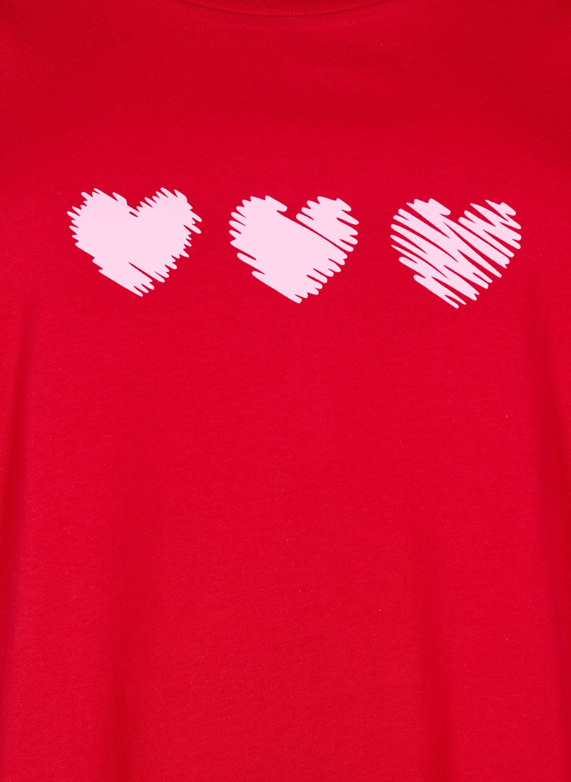 Zizzi Baumwoll-T-Shirt mit Motiv, Salsa w. Hearts, Packshot image number 2