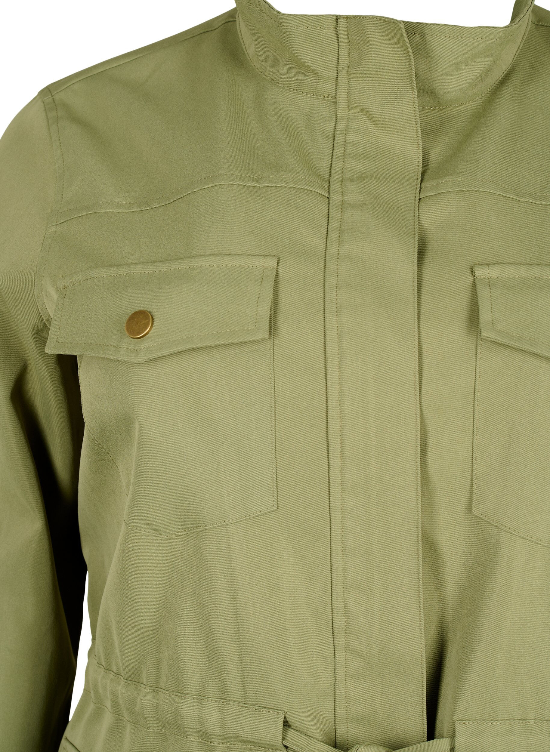 Zizzi Armee-Jacke mit Tunnelzug am Bund, Aloe, Packshot image number 2