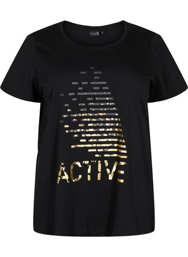 Trainings-T-Shirt mit Print, Black gold foil logo, Packshot image number 0