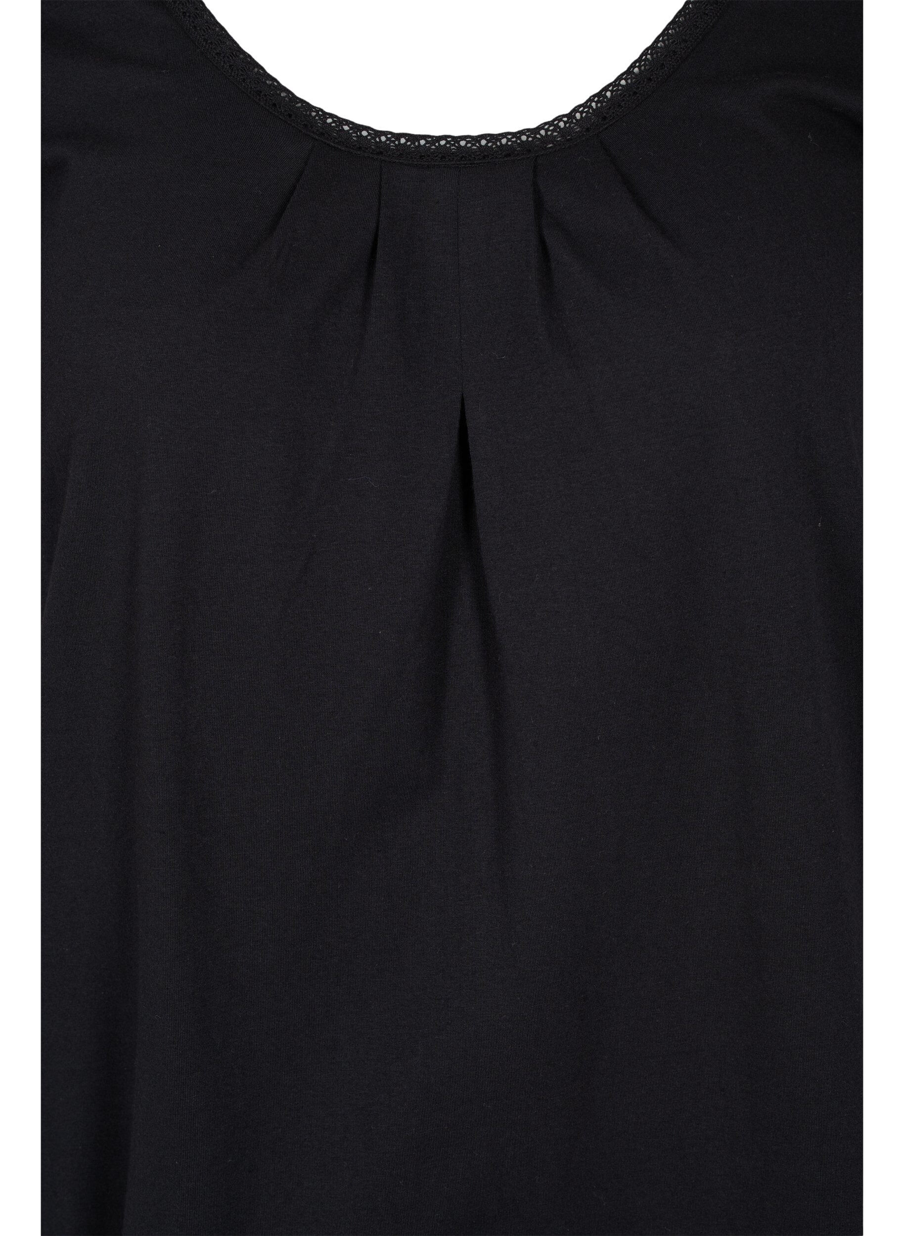 Zizzi Kurzarm Baumwoll-T-Shirt, Black, Packshot image number 2