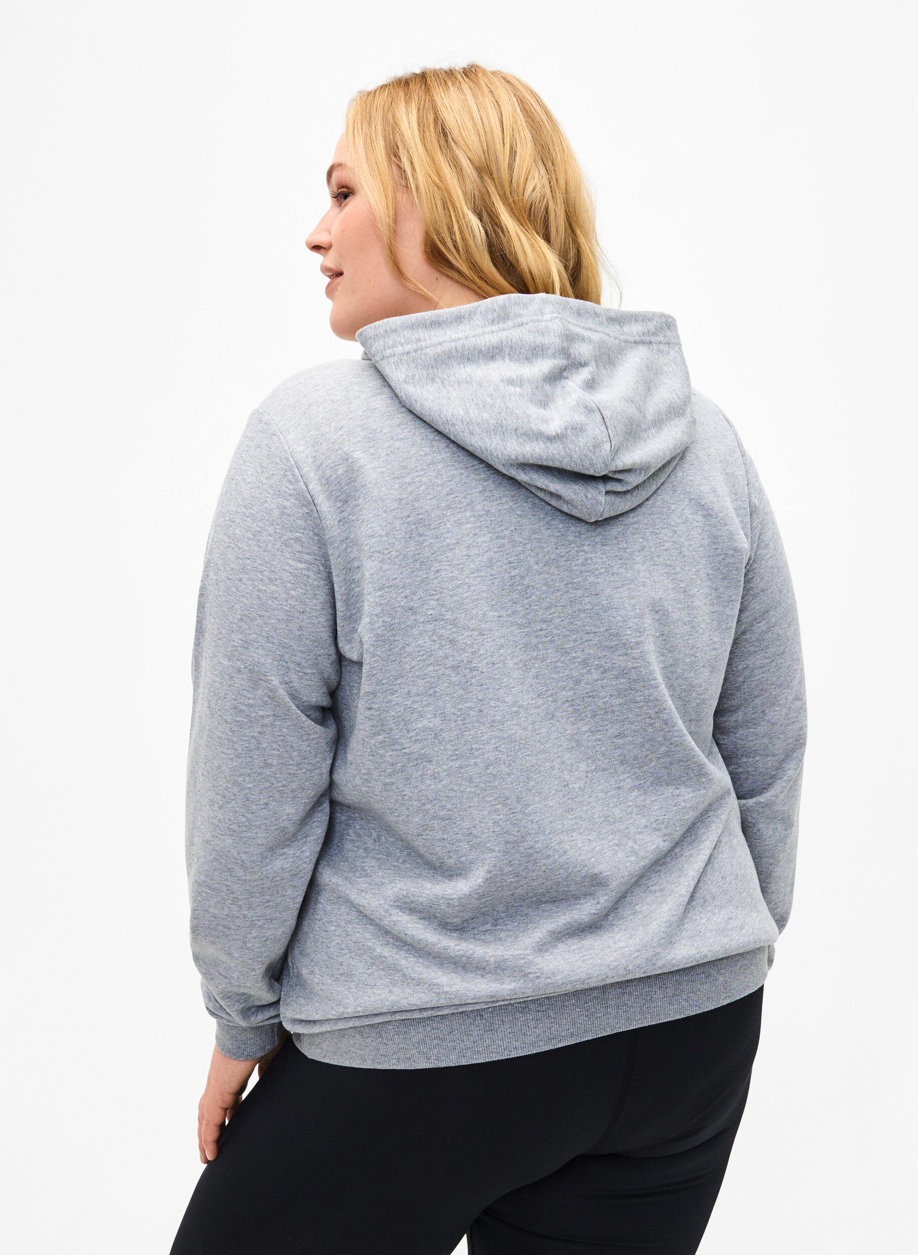 Zizzi Sweat-Hoodie, Light Grey Melange, Model image number 1