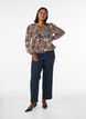 Bluse mit Blumenmuster und Ballon&auml;rmeln, Braun, Model image number 1