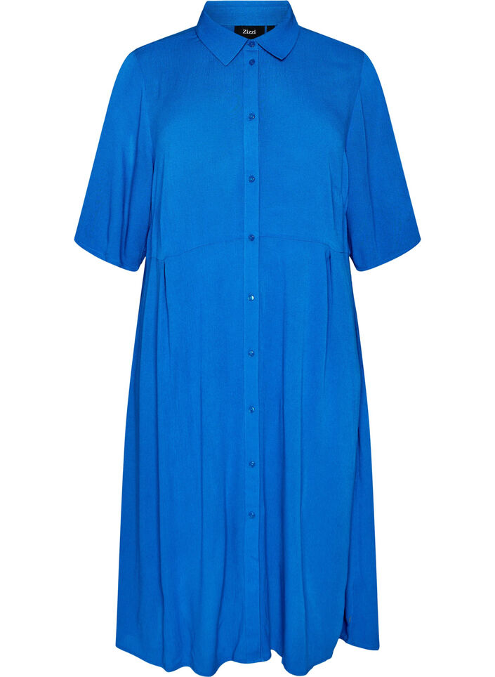 Midikleid mit kurzen &Auml;rmeln, Blau, Packshot image number 0