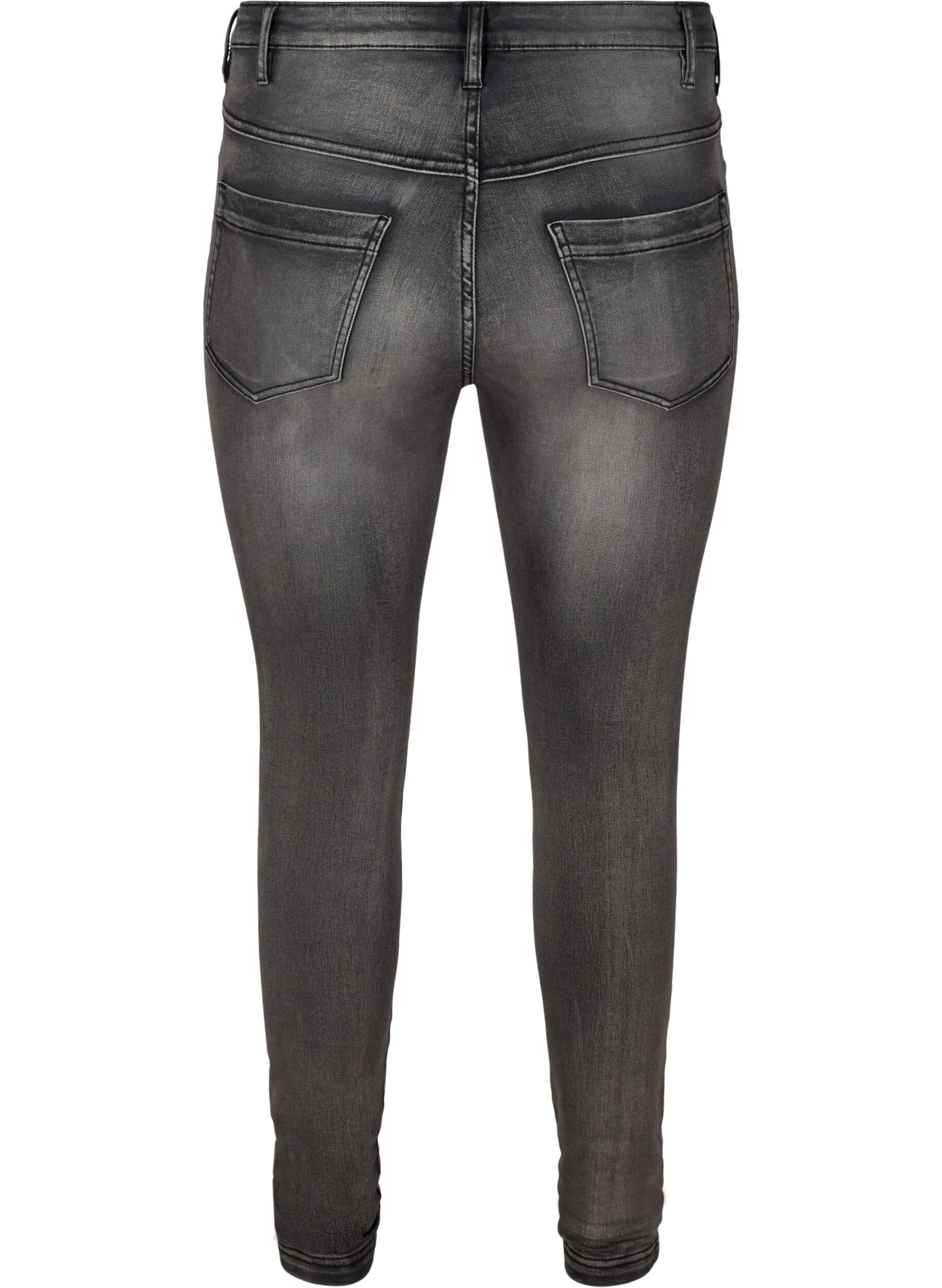 ZizziExtra schmale Amy Jeans mit hoher Taille, Dark Grey Denim, Packshot image number 1