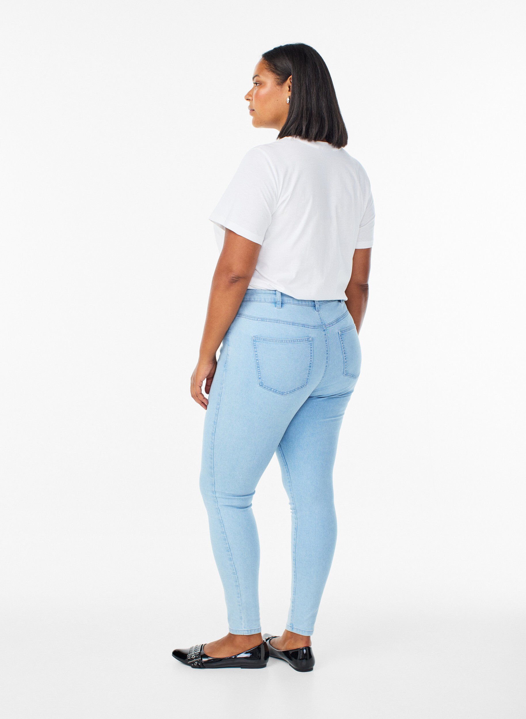 ZizziAmy Super Slim Fit Jeans mit hoher Taille, Blau, Model image number 1