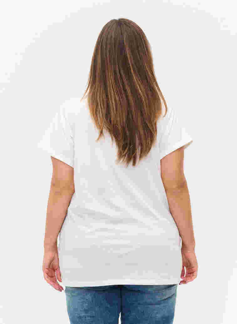 Kurzarm T-Shirt mit Lochstickerei, Off White Mel, Model image number 1