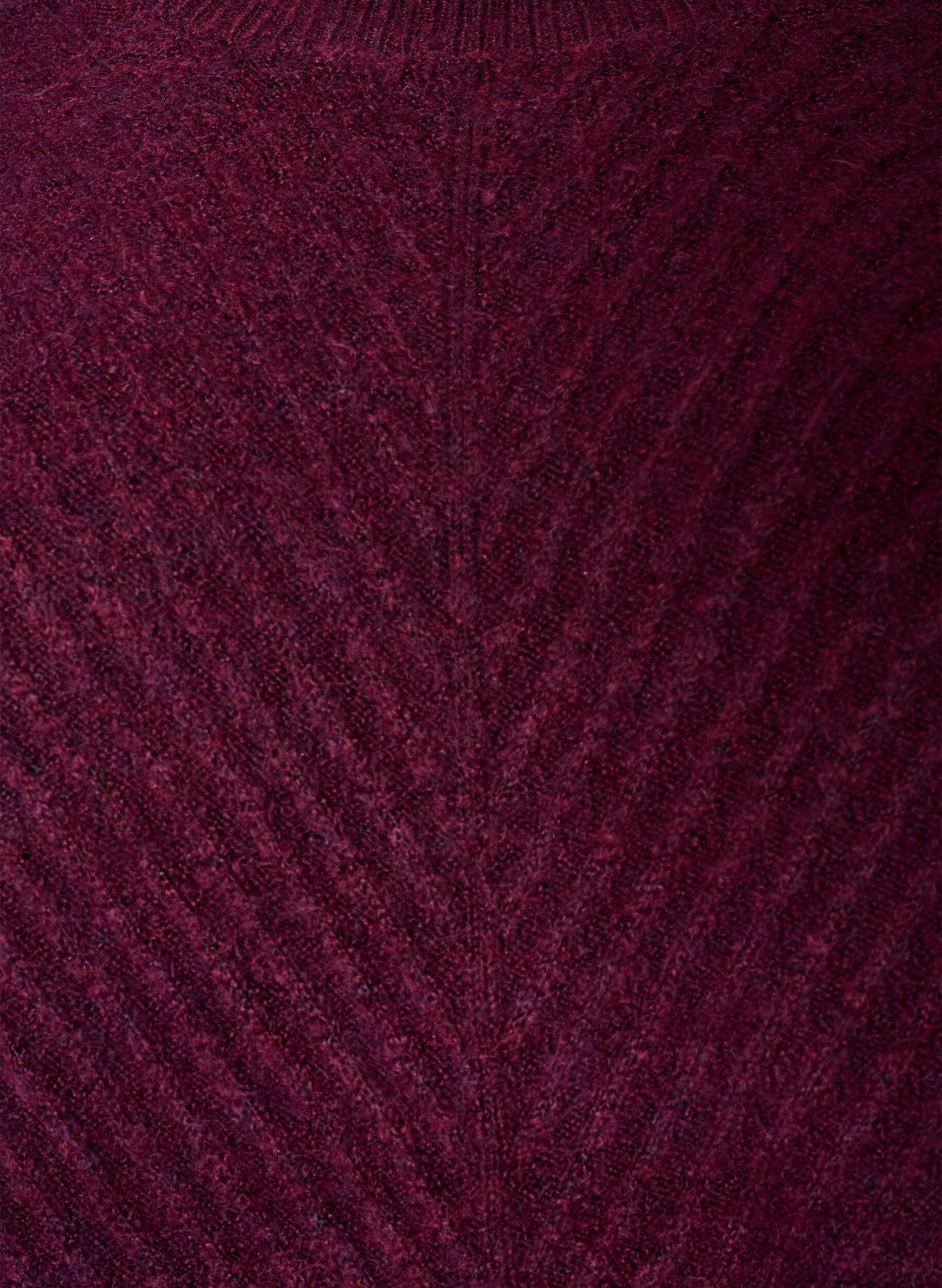 ZizziStrickbluse mit V-f&ouml;rmigem Rippenmuster und Schlitzen, Rot, Packshot image number 2
