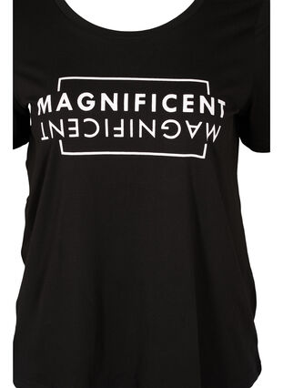 Kurzarm T-Shirt aus Baumwolle mit Aufdruck, Black/Magnificent, Packshot image number 2