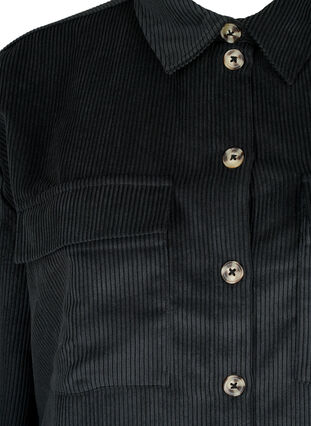 Langärmliges Shirt aus Samt mit Brusttaschen, Black, Packshot image number 2