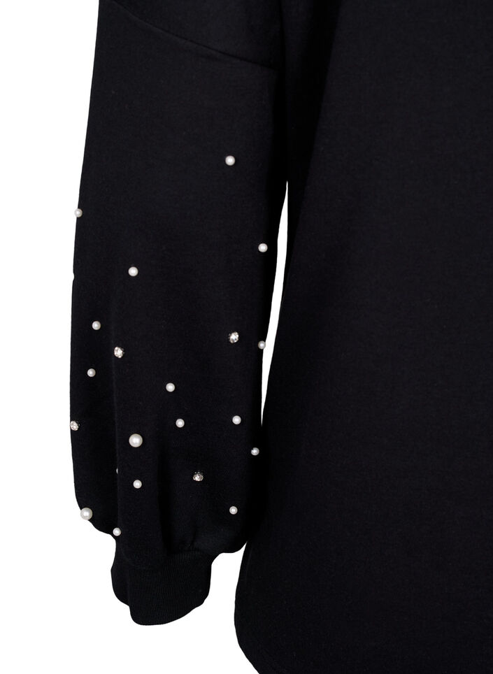 Sweatshirt mit Perlen, Black, Packshot image number 3