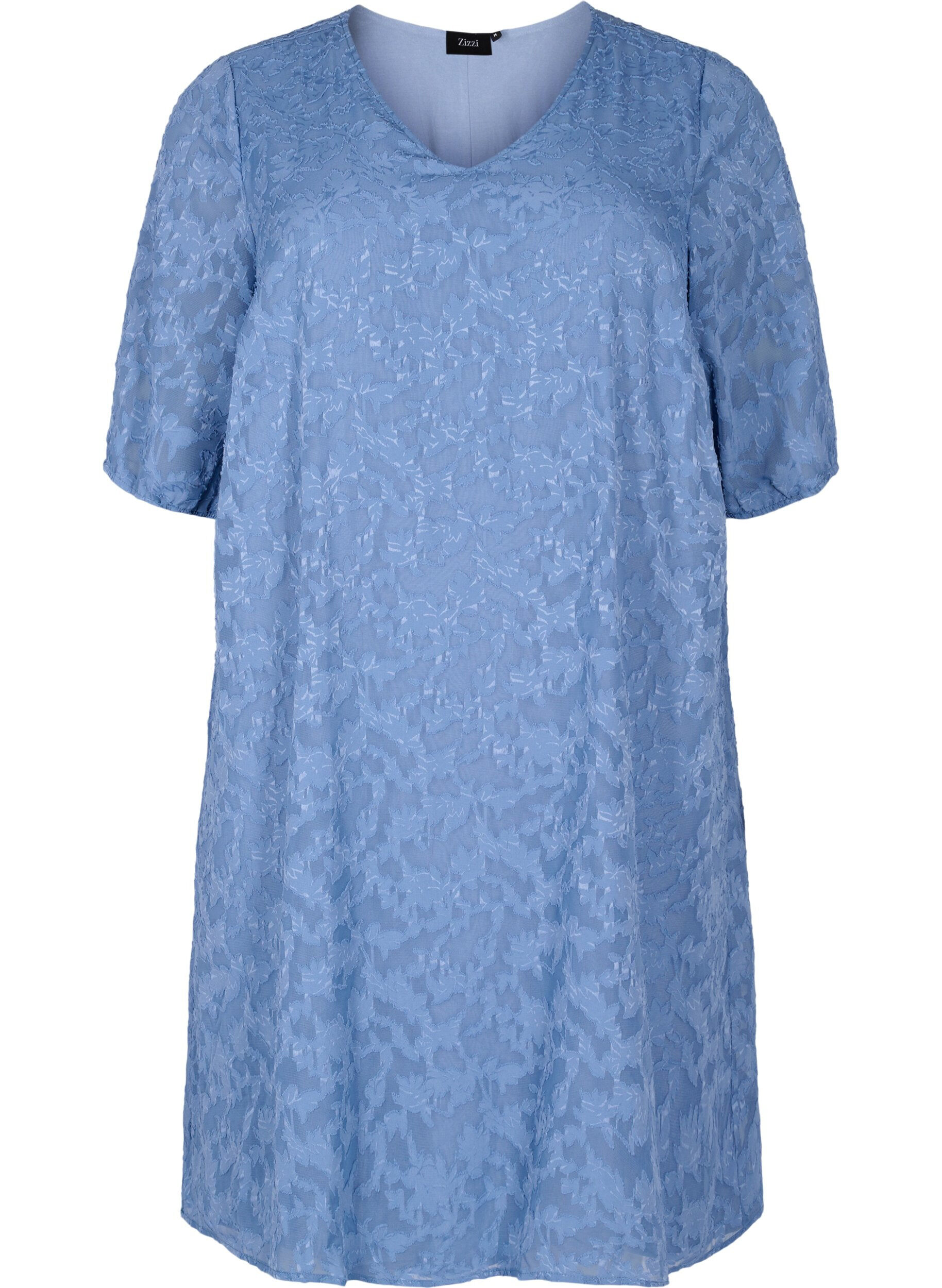 Zizzi Kurz&auml;rmeliges Kleid mit Struktur, Coronet Blue, Packshot image number 0