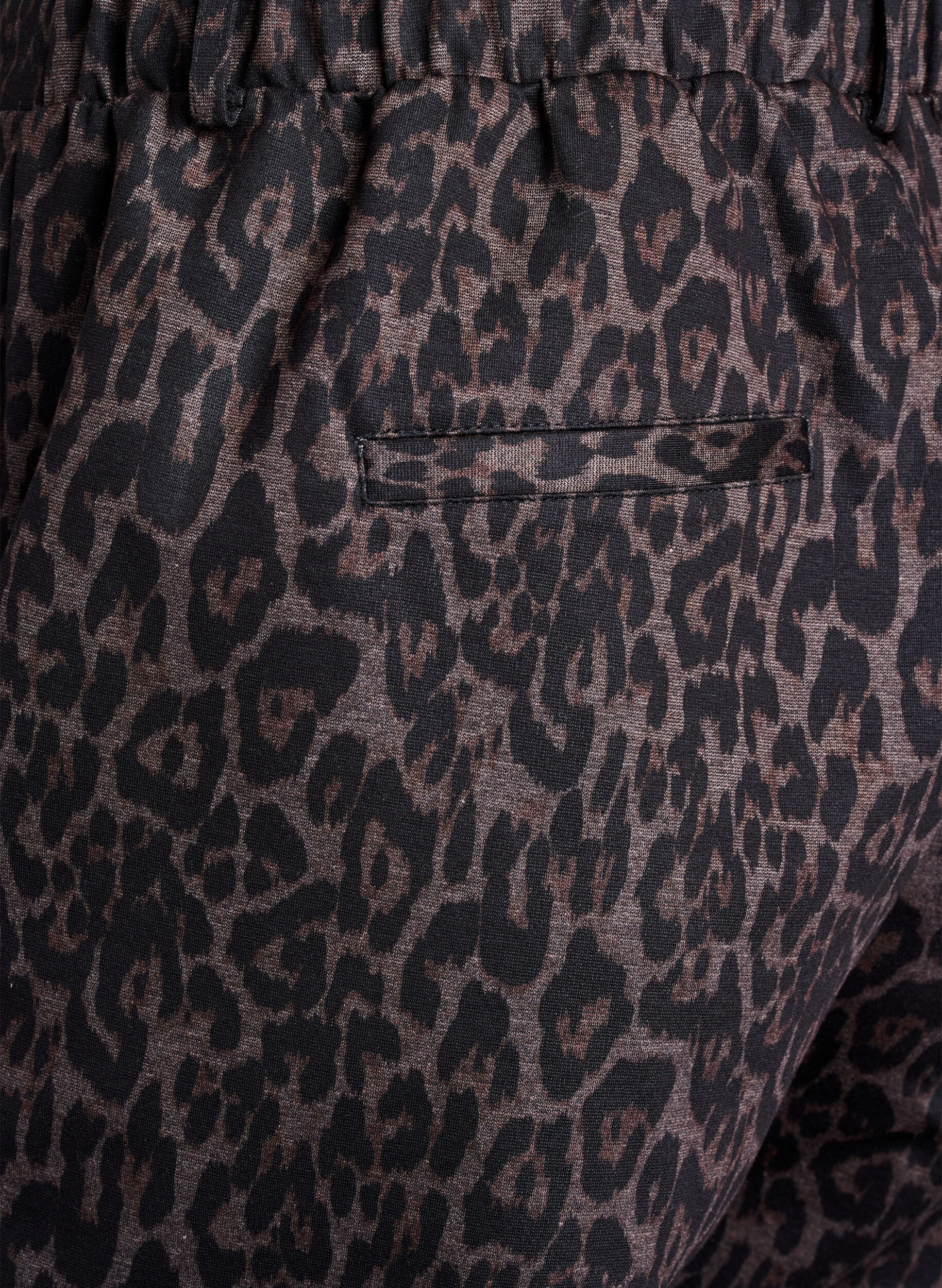 Zizzi Gek&uuml;rzte Hose mit Leopardenmuster, Braun, Packshot image number 3