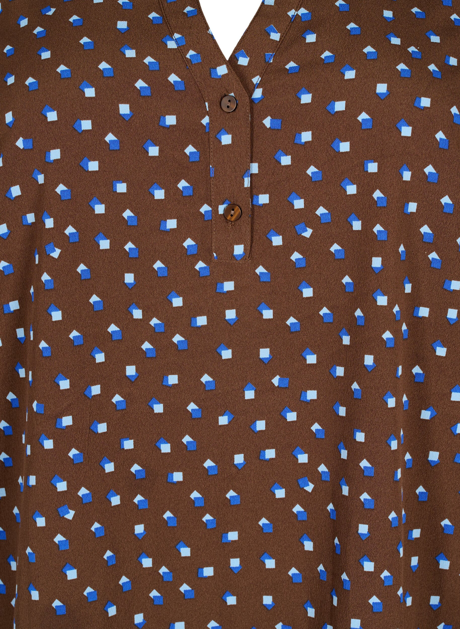 Zizzi FLASH &ndash; Lang&auml;rmlige Bluse mit Druck, Chicory Coffee AOP, Packshot image number 2