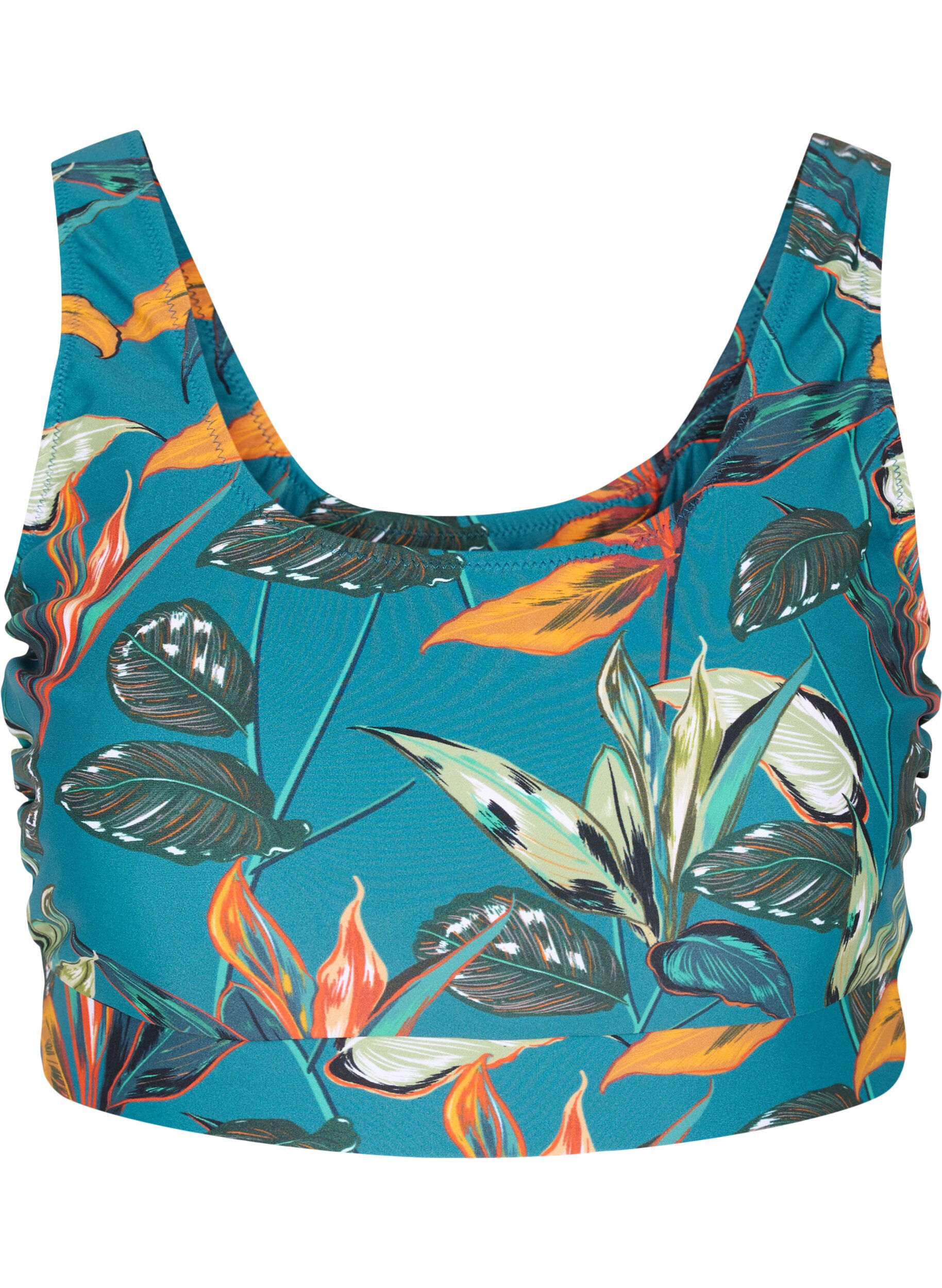 Zizzi Bikini-Top mit Rundhalsausschnitt, Leaf Print, Packshot image number 0