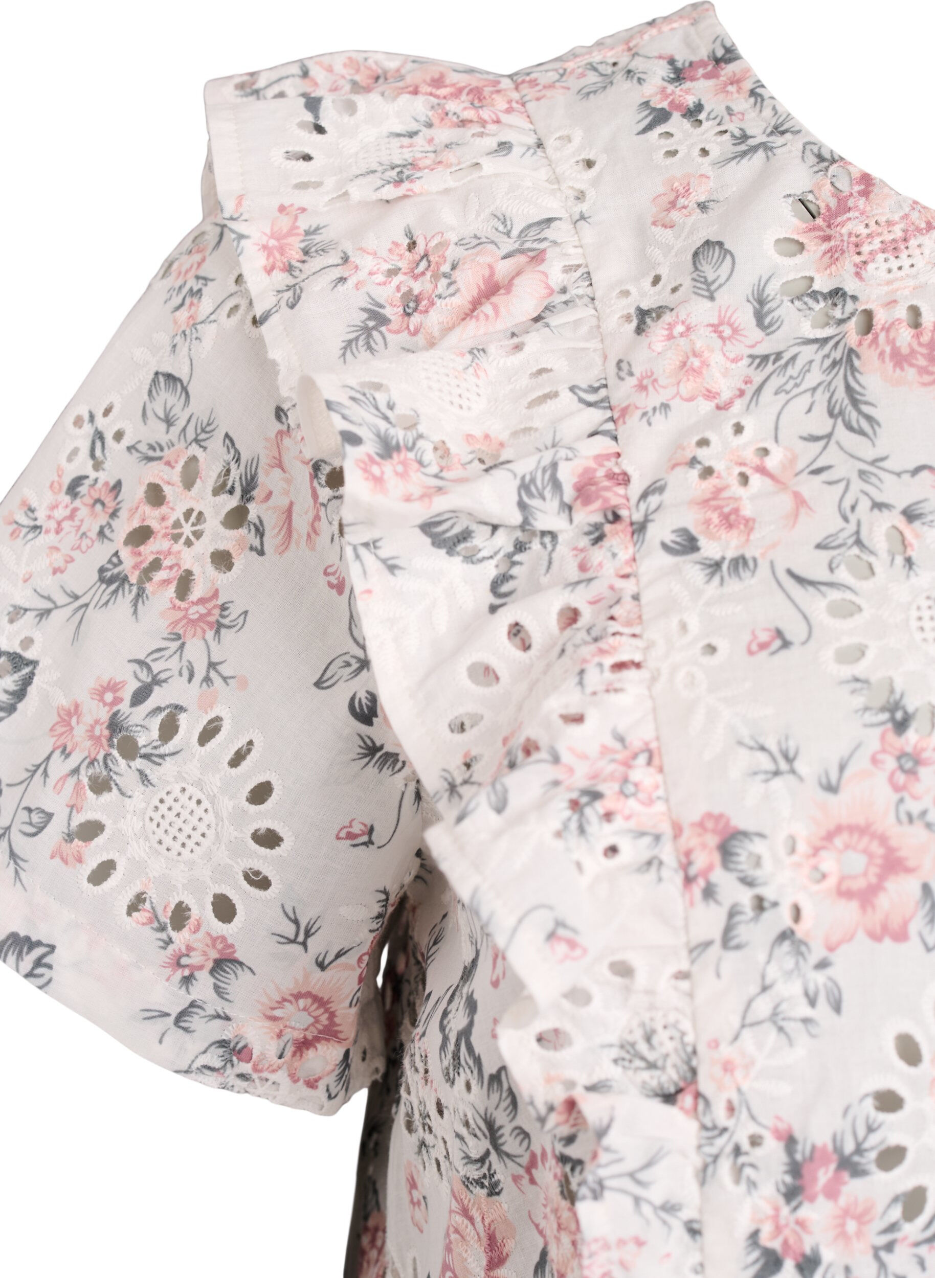 ZizziBluse aus Baumwolle mit Broderie Anglaise und R&uuml;schen, Rot, Packshot image number 3