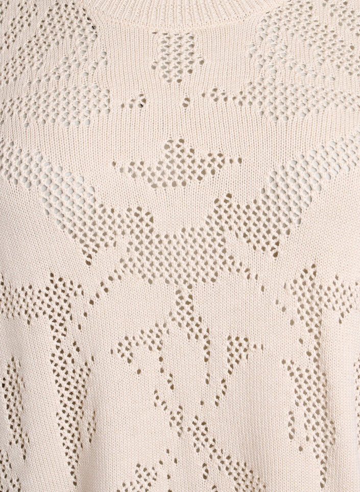 Strickbluse mit Lochmuster und 3/4-Ärmeln, Birch, Packshot image number 2