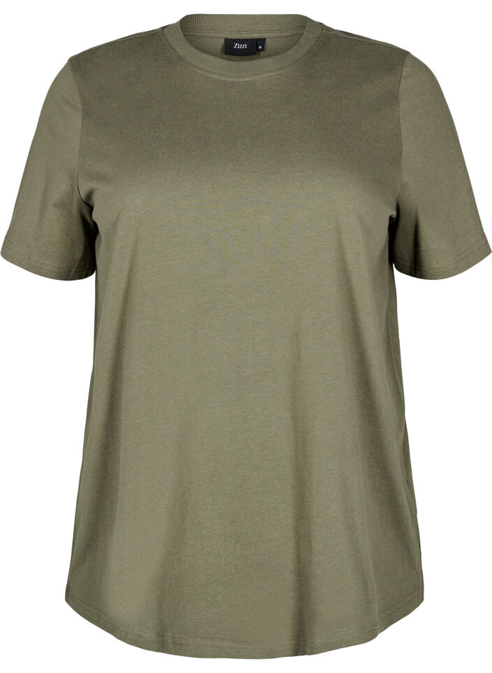 Basic-T-Shirt aus Baumwolle mit Rundhalsausschnitt, Gr&uuml;n, Packshot image number 0