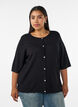 Strickjacke mit Herzkn&ouml;pfen und kurzen &Auml;rmeln, Schwarz, Model image number 0