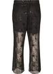Hose aus Mesh mit floraler Stickerei und Pailletten, Schwarz, Packshot image number 1