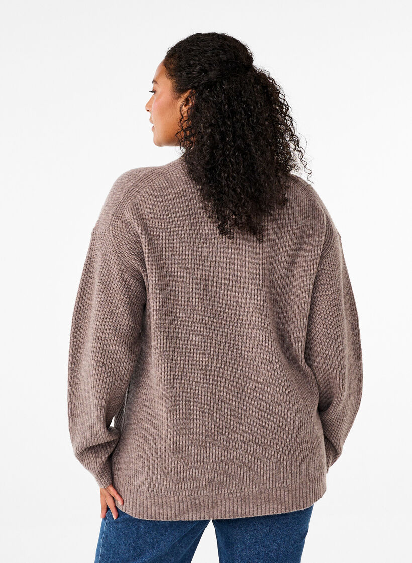 Lockerer Strickpullover aus Merinowolle, Desert Taupe Mel., Model image number 1