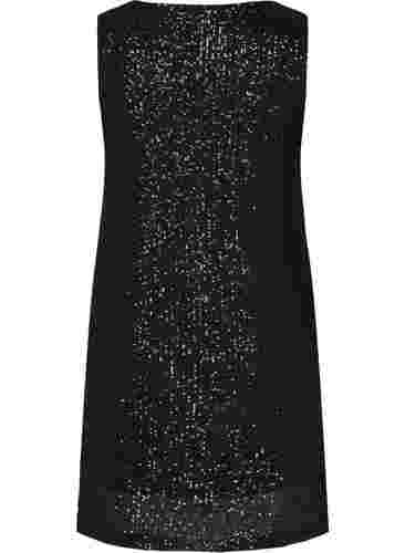 Ärmelloses Paillettenkleid mit V-Ausschnitt, Black, Packshot image number 1