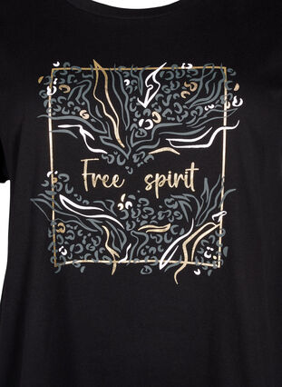 T-Shirt aus Bio-Baumwolle mit Golddruck, Black W. Free, Packshot image number 2