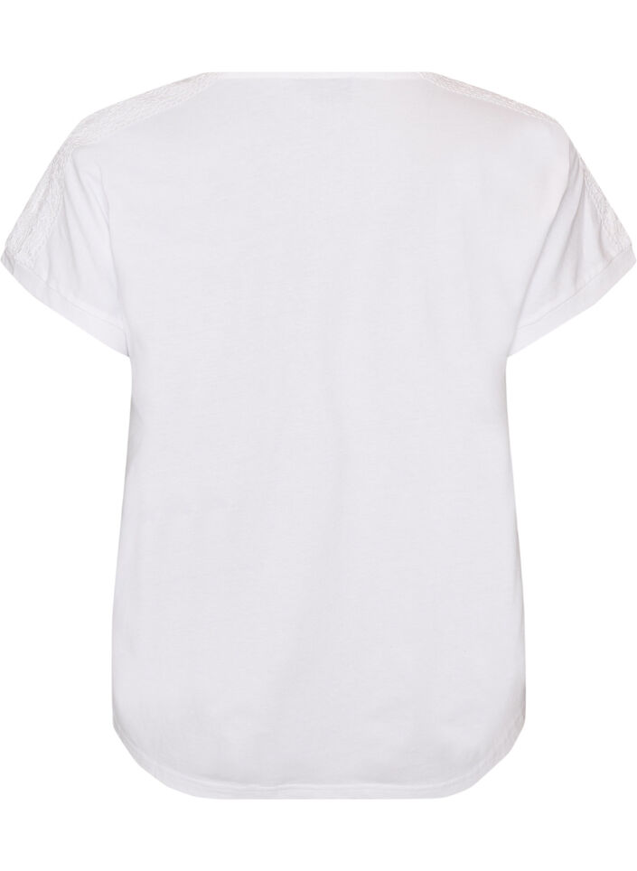 T-shirt aus Baumwolle mit H&auml;keldetail, Wei&szlig;, Packshot image number 1