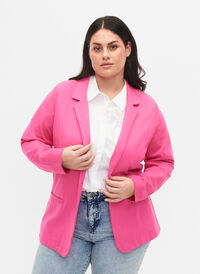 Schlichter Blazer mit Knopf und Dekorationstaschen, Shocking Pink, Model
