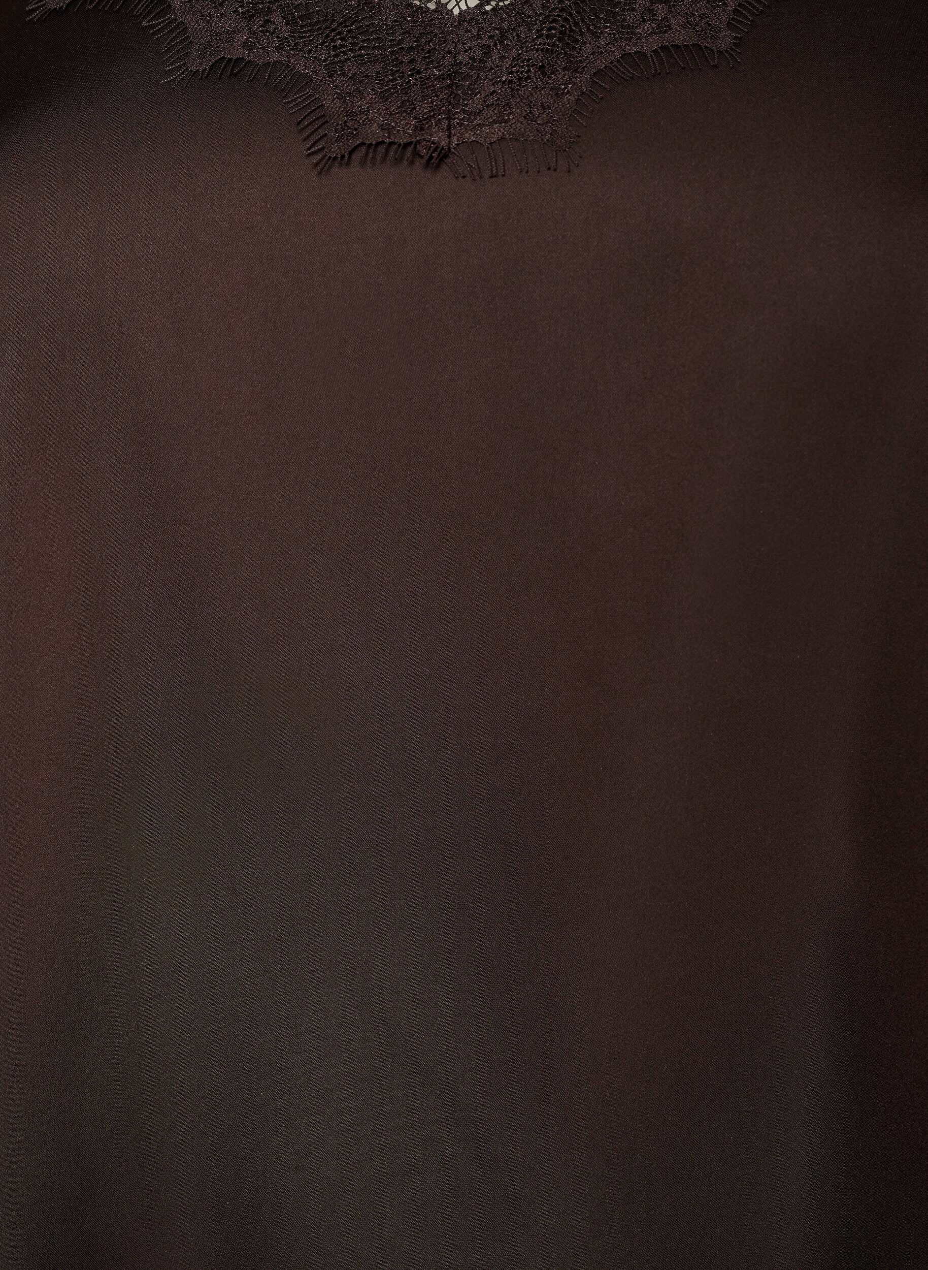 Zizzi Top aus Satin mit Spitzen und asymmetrischem Saum, Braun, Packshot image number 2