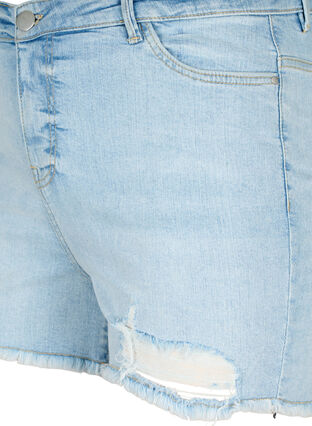 Denim-Shorts mit Distressed-Effekt, Light Blue Denim, Packshot image number 2