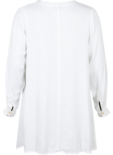 Viskose Tunika mit Ton-in-Ton-Muster, Bright White, Packshot image number 1
