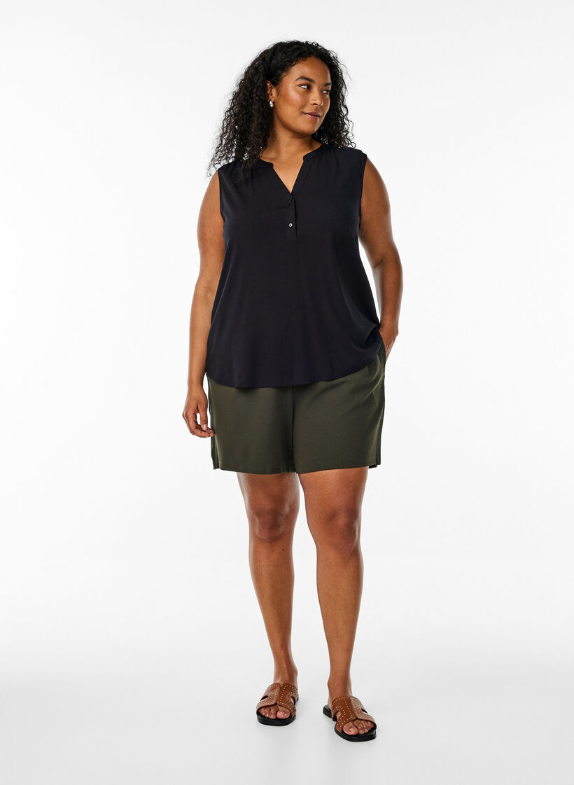 FLASH - Ärmellose Viskosebluse, Schwarz, Model image number 1