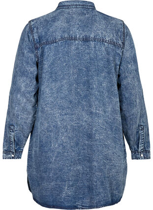 Lange Bluse aus Lyocell, Denim blue stone wash, Packshot image number 1