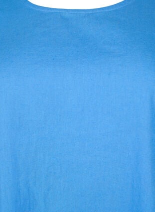 Kurzärmelige Bluse aus Baumwollmischung mit Leinen, Ultramarine, Packshot image number 2